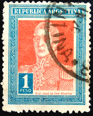 Аргентина 1924 год . 1 песо . Хосе Франсиско де Сан-Мартин (1778-1850)